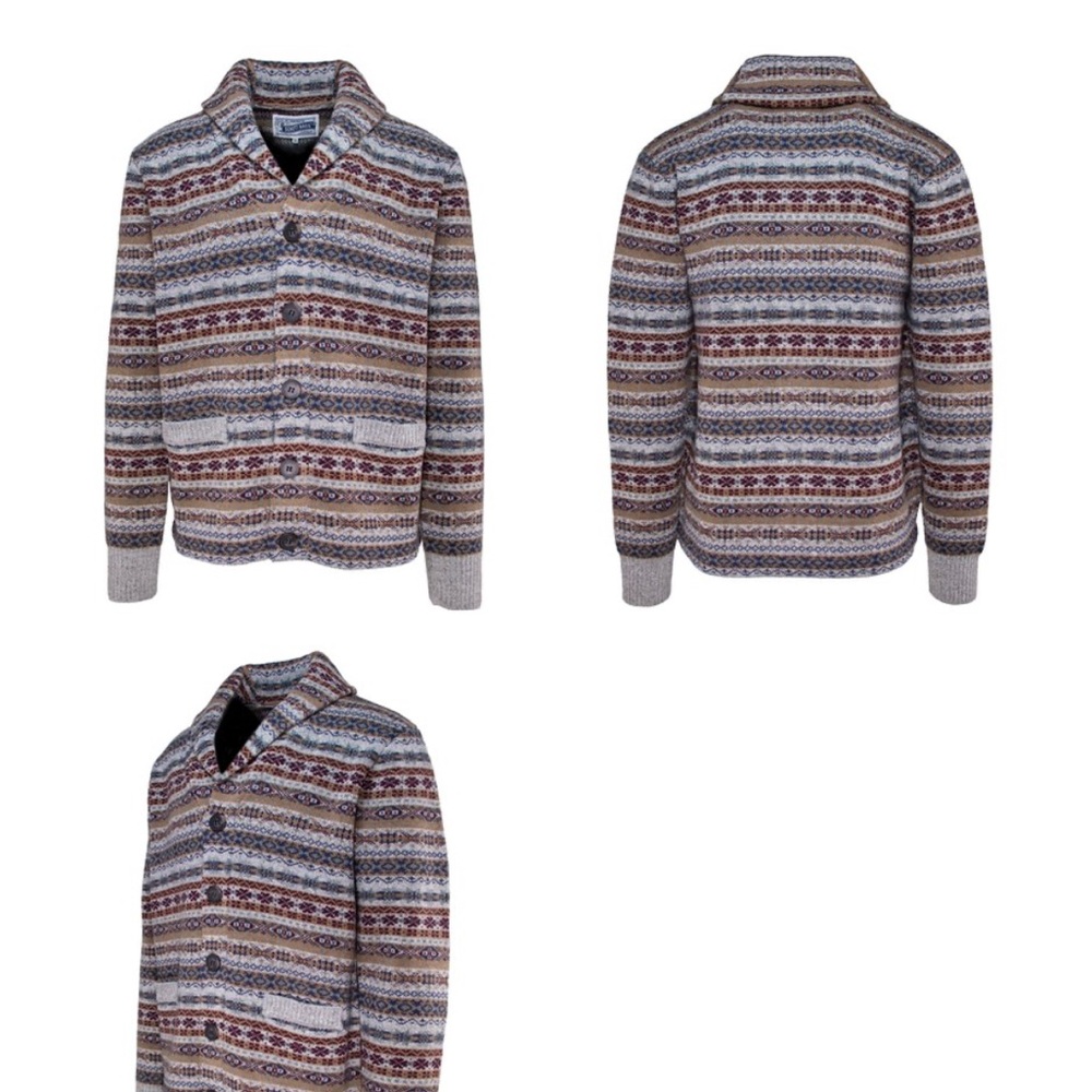 Wool Blend Fair Isle Cardigan Sweater
